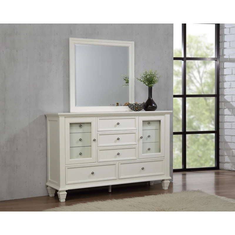 Coaster Furniture Sandy Beach 201303M 11-Drawer Dresser with Mirror - Cream White