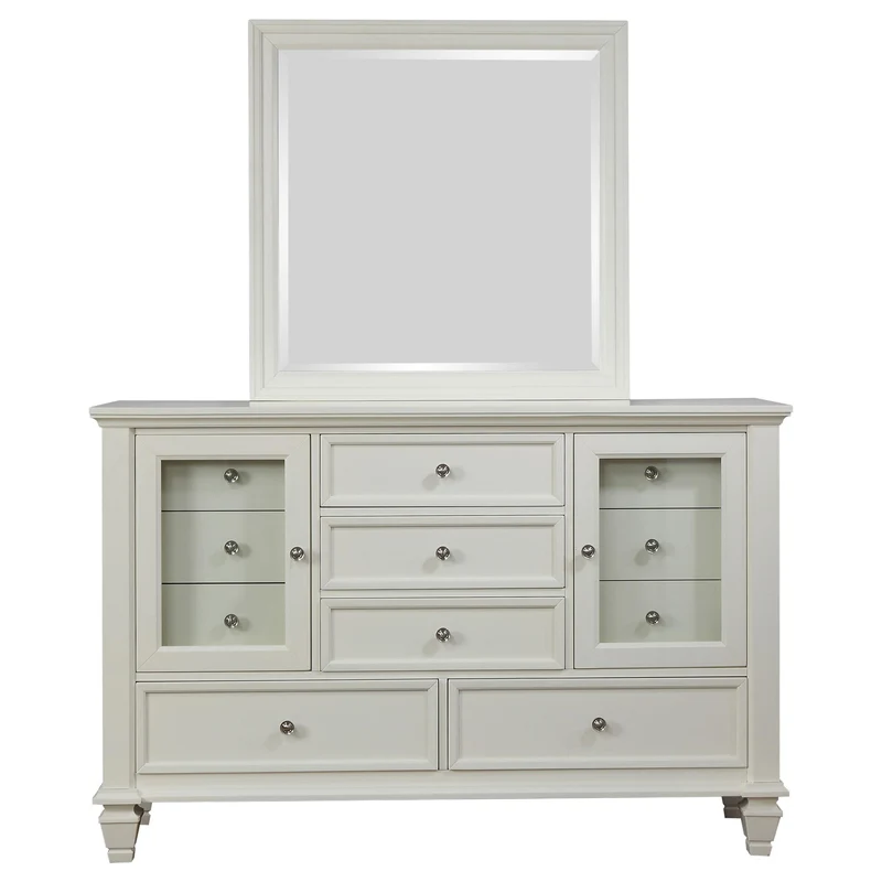 Coaster Furniture Sandy Beach 201303M 11-Drawer Dresser with Mirror - Cream White