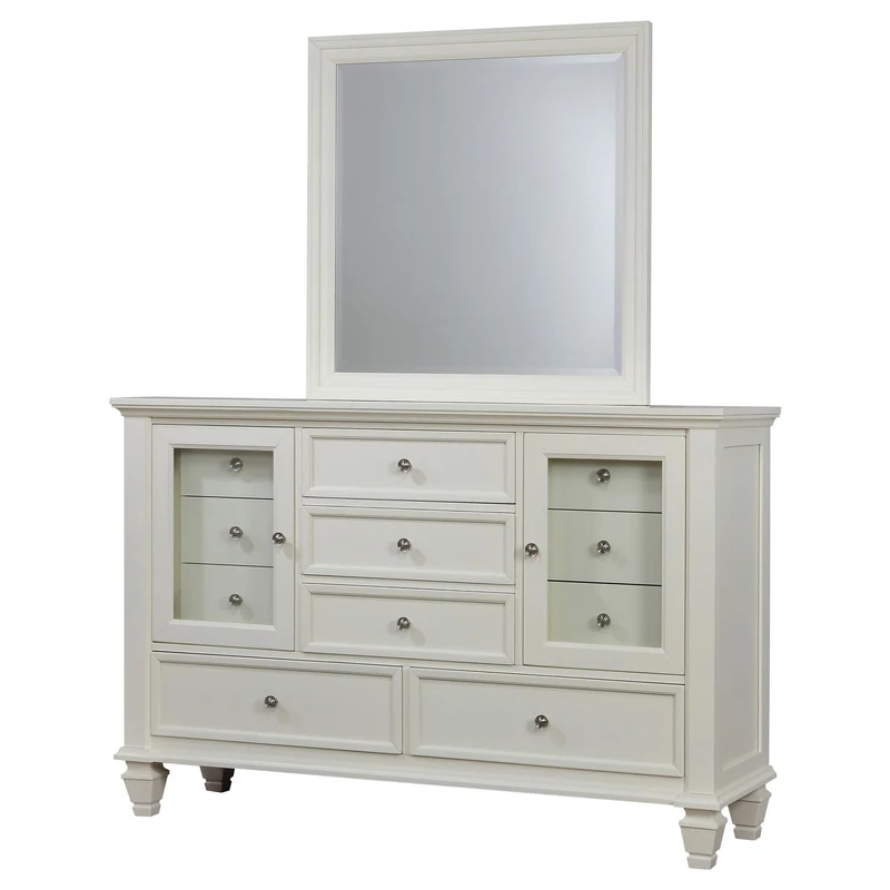 Coaster Furniture Sandy Beach 201303M 11-Drawer Dresser with Mirror - Cream White