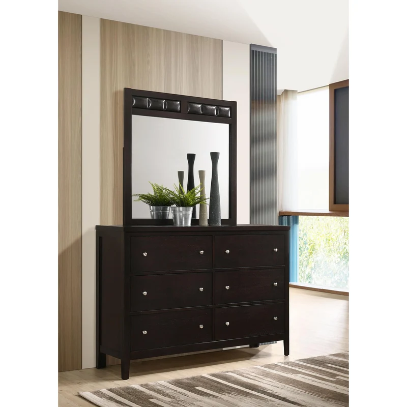Coaster Furniture Carlton 202093M 6-Drawer Dresser with Mirror - Cappuccino