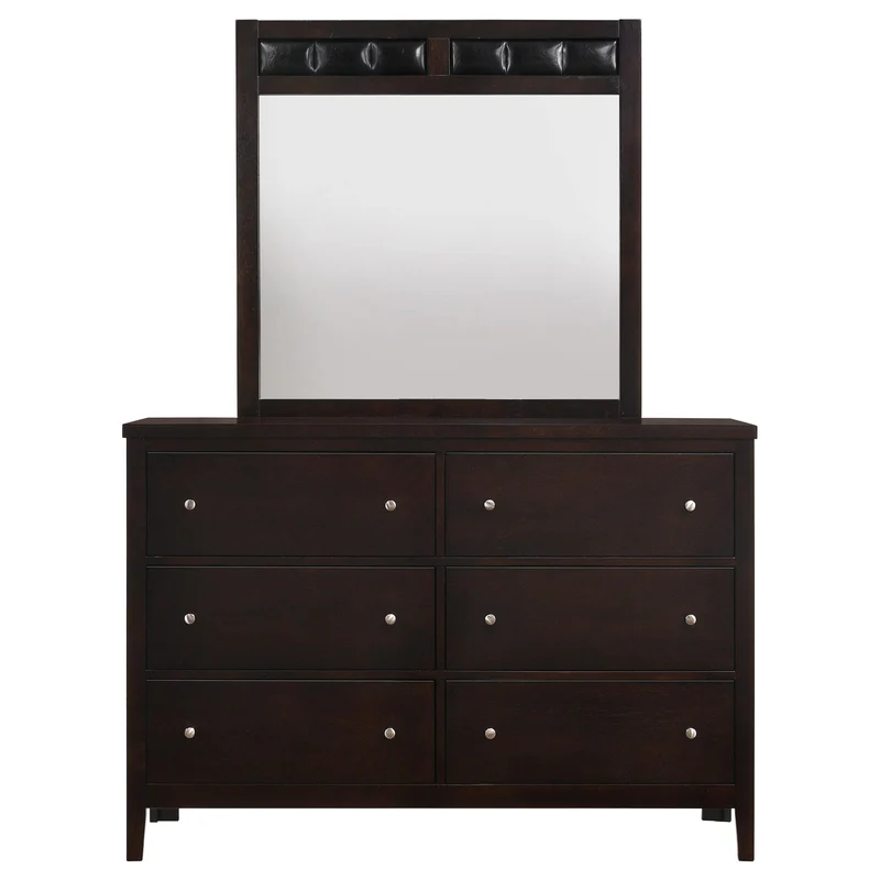 Coaster Furniture Carlton 202093M 6-Drawer Dresser with Mirror - Cappuccino