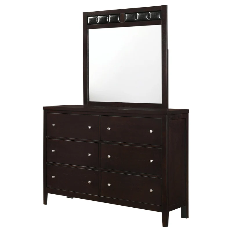 Coaster Furniture Carlton 202093M 6-Drawer Dresser with Mirror - Cappuccino