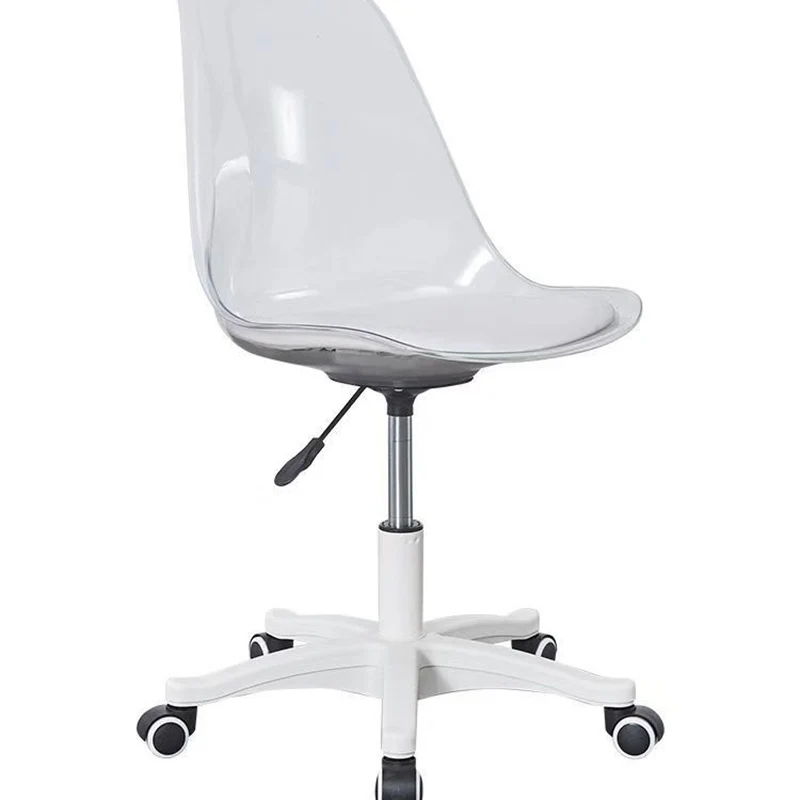 Modern Minimalist PU Leather Acrylic Plastic Mid-Back Swivel Height Adjustable Desk Chair Backrest Armless For Home Office
