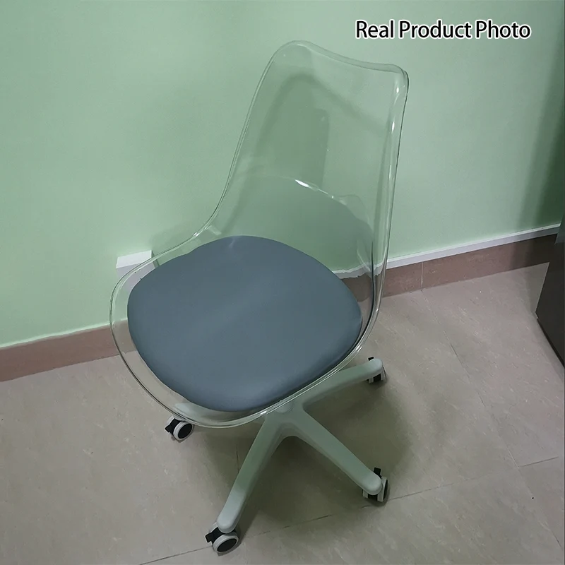 Modern Minimalist PU Leather Acrylic Plastic Mid-Back Swivel Height Adjustable Desk Chair Backrest Armless For Home Office