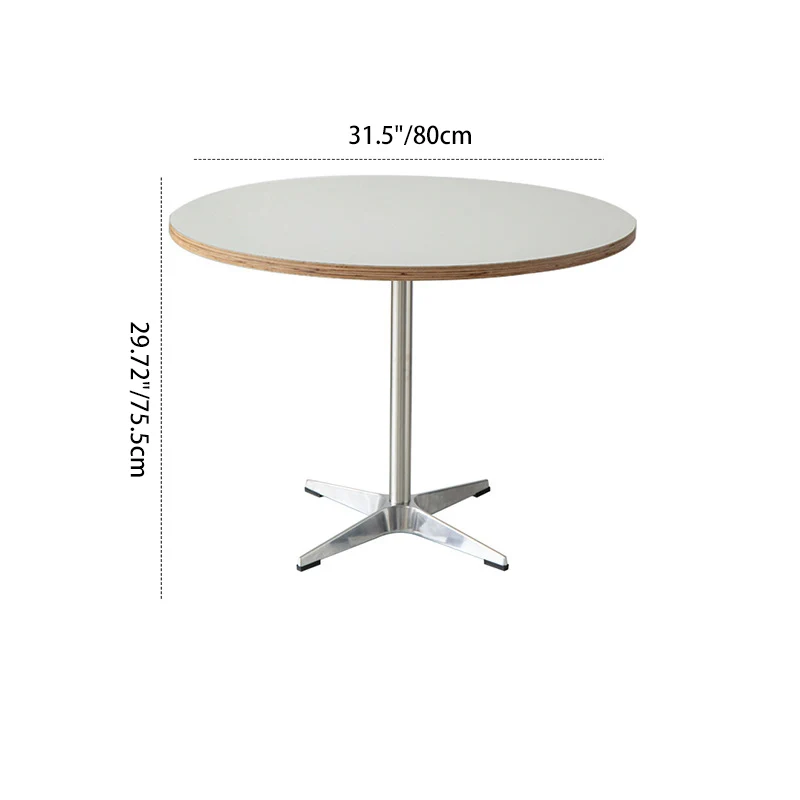 Traditional Chinese Cross Support Round Solid Wood Fiberboard Carbon Steel End Table 1-Tier For Living Room
