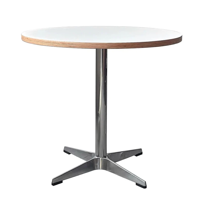Traditional Chinese Cross Support Round Solid Wood Fiberboard Carbon Steel End Table 1-Tier For Living Room