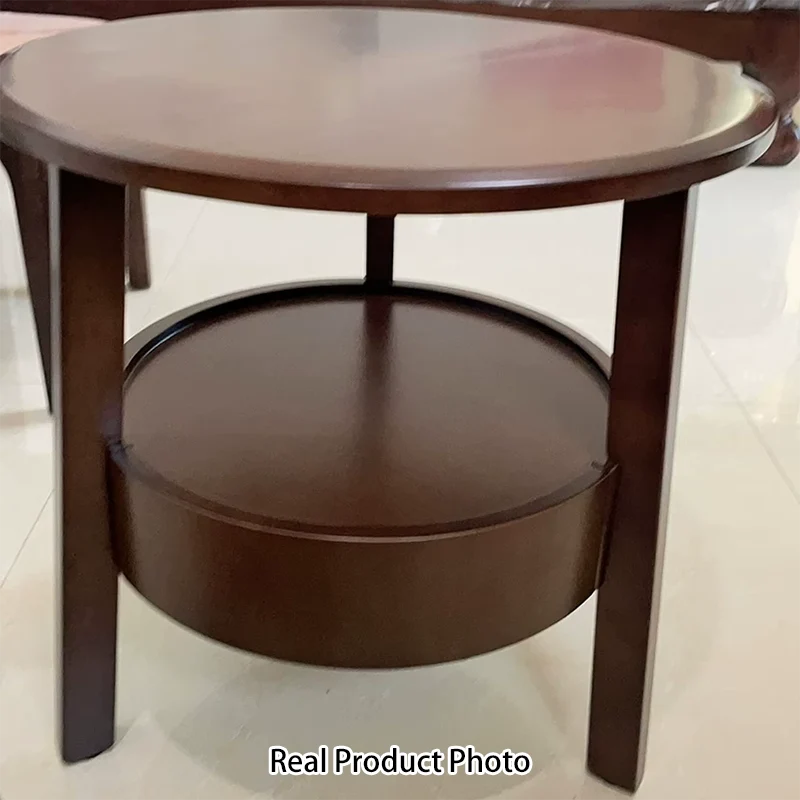 Modern Minimalist Round Rubberwood Plywood Side Table 1-Drawer For Living Room