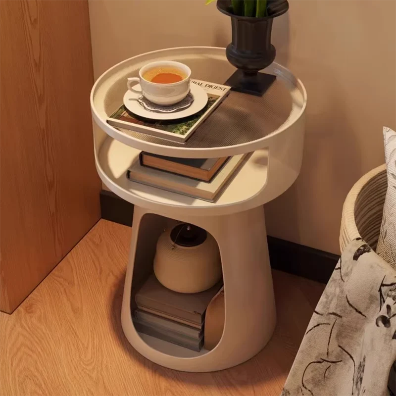 Contemporary Industrial Lighthouse Shape Carbon Steel Tempered Glass End Table 3-Tier For Bedroom