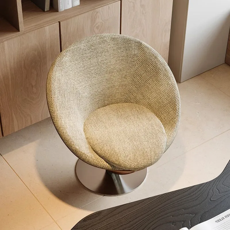 Traditional Chinese Velvet Wood Metal Faux Leather Swivel Round Curved Accent Chair Backrest For Living Room