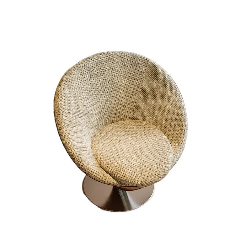 Traditional Chinese Velvet Wood Metal Faux Leather Swivel Round Curved Accent Chair Backrest For Living Room