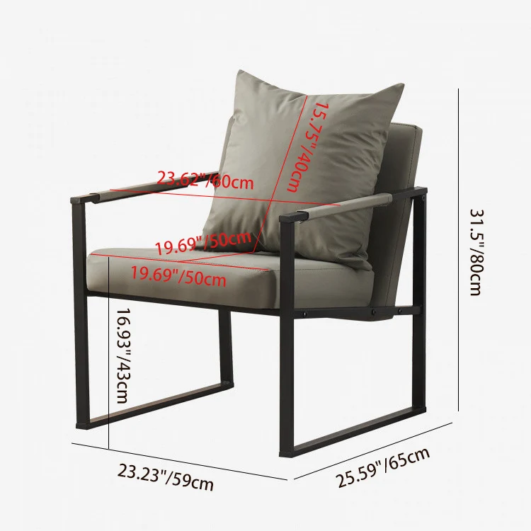 Contemporary Scandinavian Square Carbon Steel Faux Nappa Leather Chair Backrest For Living Room