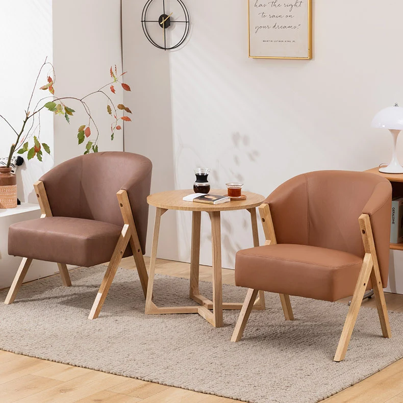 Contemporary Scandinavian Square Rubberwood Solid Wood Plywood High-Quality Synthetic Fabric Faux Wool Backrest Chair For Living Room