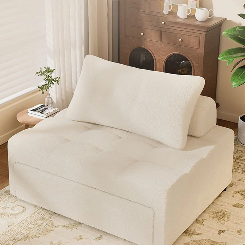 Modern Minimalist Rectangular Sherpa Fabric Plywood Carbon Steel Accent Chair Backrest Armless For Living Room
