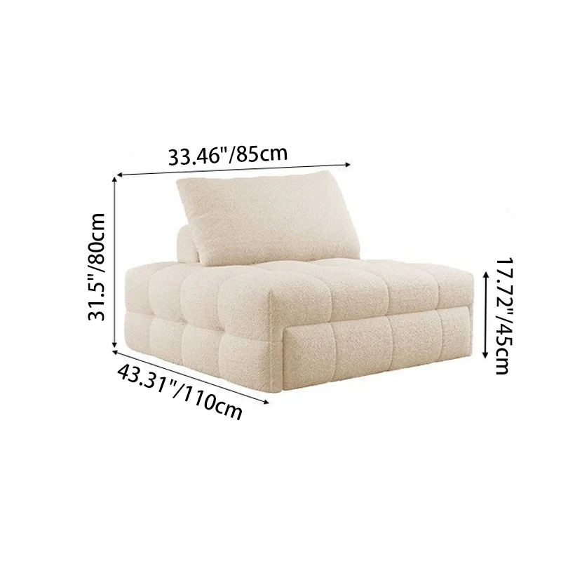 Modern Minimalist Rectangular Sherpa Fabric Plywood Carbon Steel Accent Chair Backrest Armless For Living Room