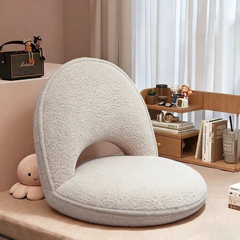 Modern Minimalist Oval Foldable Sherpa Fabric Corduroy Carbon Steel Accent Chair Backrest Armless For Living Room