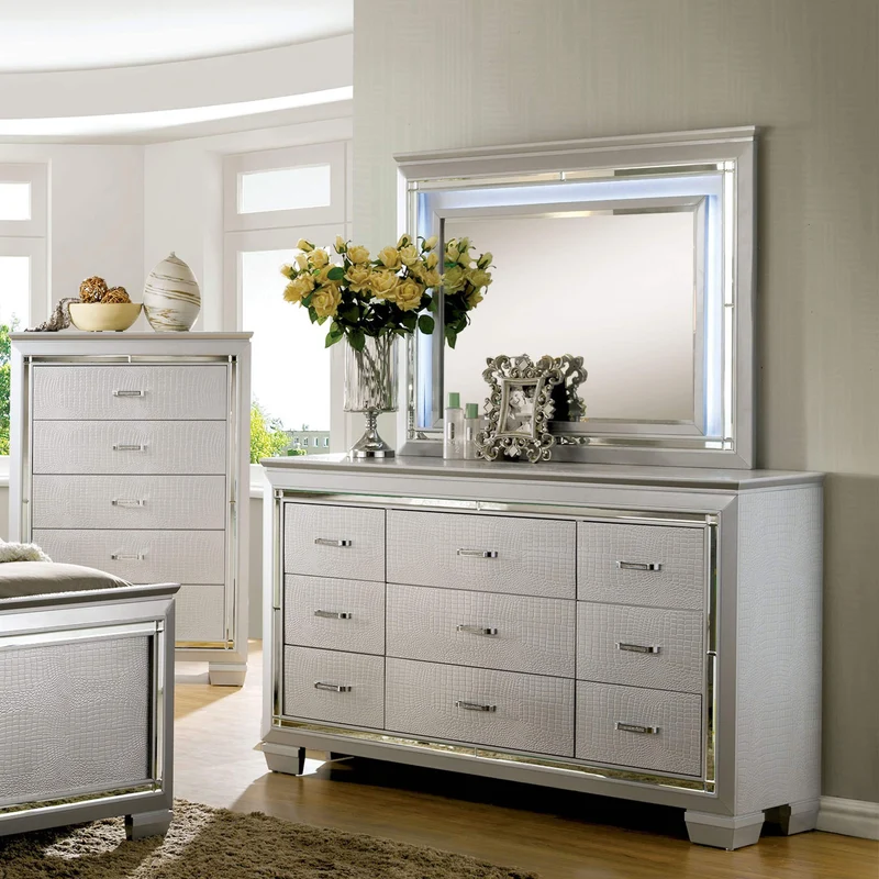 Furniture of America Bellanova CM7979SV 6 pc King Upholstered Panel Bedroom Set