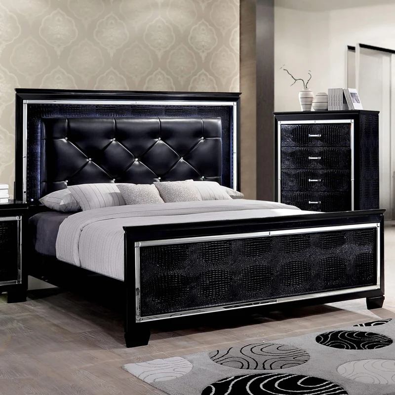 Furniture of America Bellanova CM7979BK 6 pc King Upholstered Panel Bedroom Set