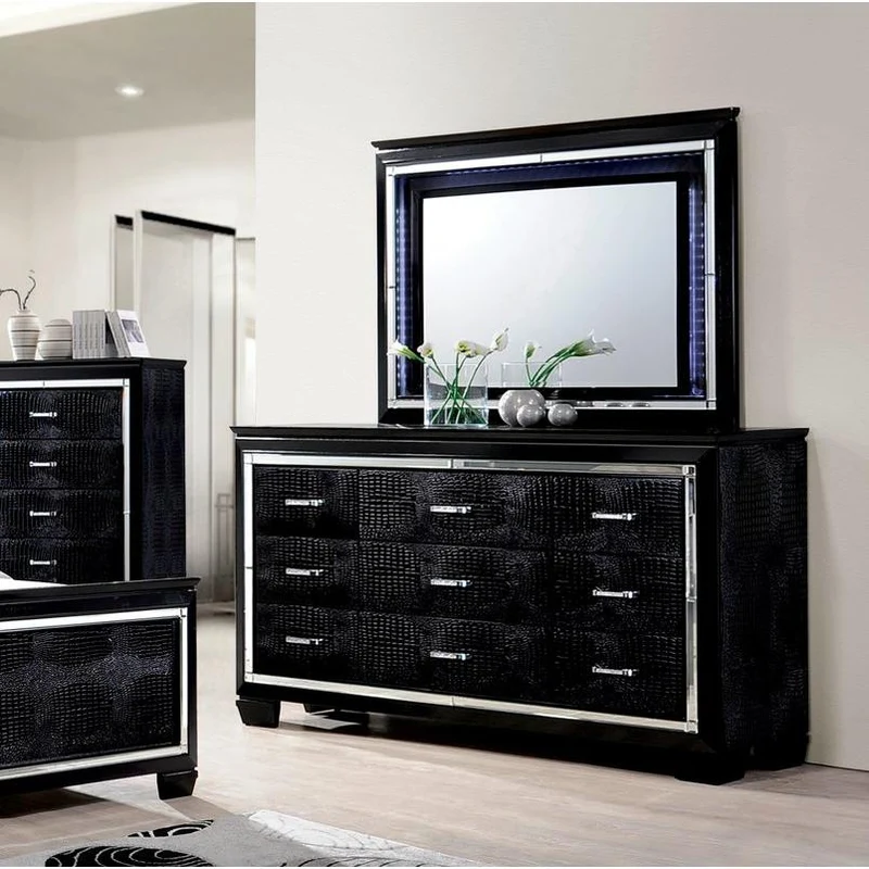 Furniture of America Bellanova CM7979BK 6 pc King Upholstered Panel Bedroom Set