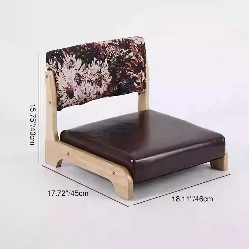 Traditional Vintage Rectangle Oil Wax Leather Pine Low Stool Backrests Armrests For Living Room