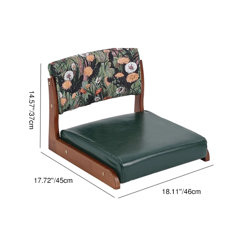 Traditional Vintage Rectangle Oil Wax Leather Pine Low Stool Backrests Armrests For Living Room
