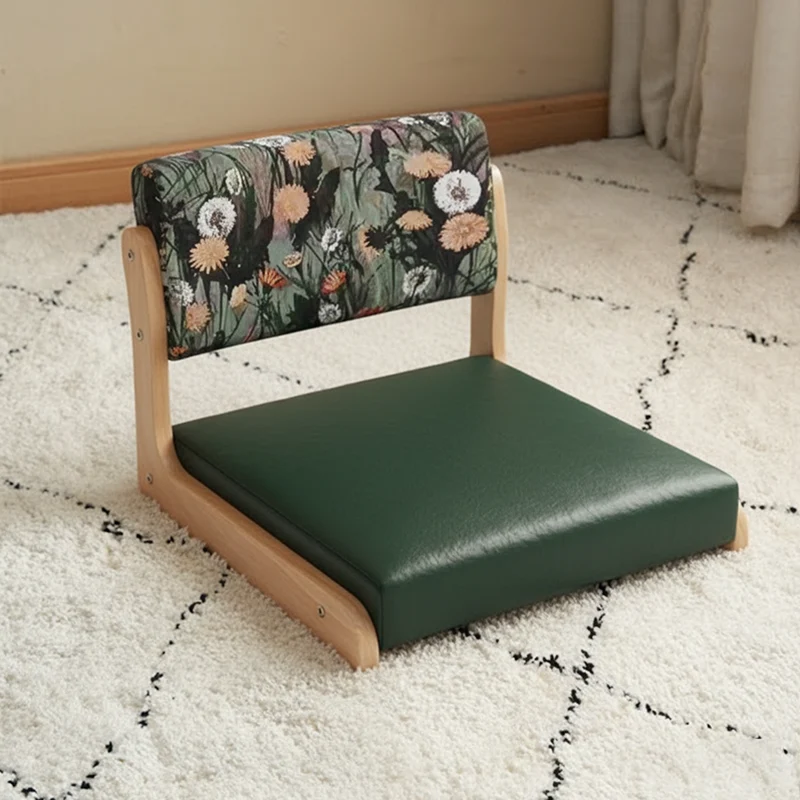 Traditional Vintage Rectangle Oil Wax Leather Pine Low Stool Backrests Armrests For Living Room