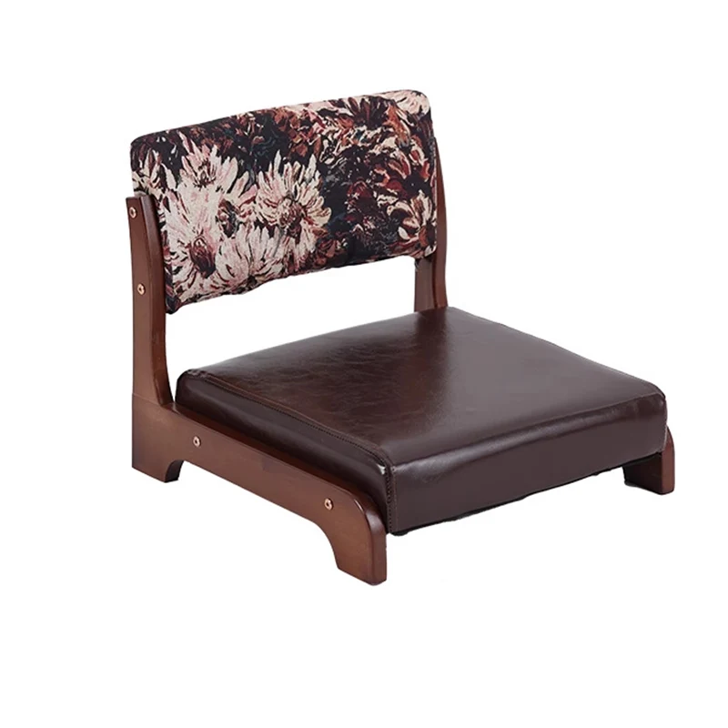 Traditional Vintage Rectangle Oil Wax Leather Pine Low Stool Backrests Armrests For Living Room