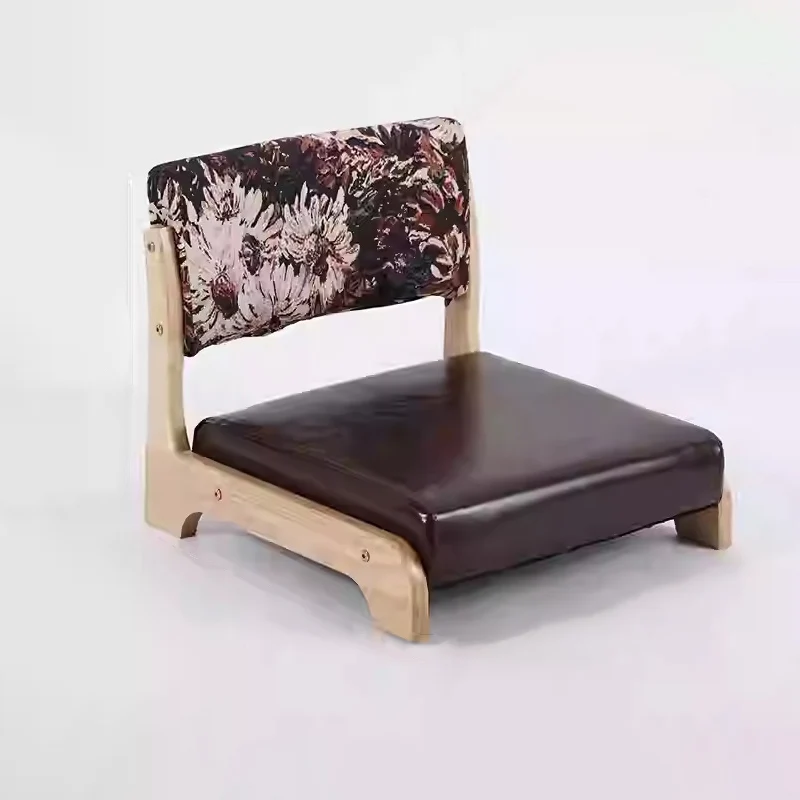 Traditional Vintage Rectangle Oil Wax Leather Pine Low Stool Backrests Armrests For Living Room