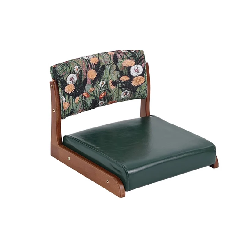 Traditional Vintage Rectangle Oil Wax Leather Pine Low Stool Backrests Armrests For Living Room
