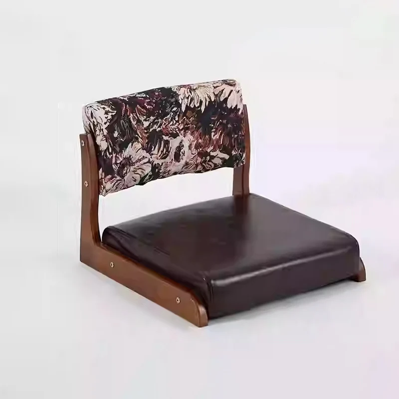 Traditional Vintage Rectangle Oil Wax Leather Pine Low Stool Backrests Armrests For Living Room