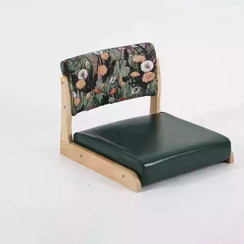 Traditional Vintage Rectangle Oil Wax Leather Pine Low Stool Backrests Armrests For Living Room