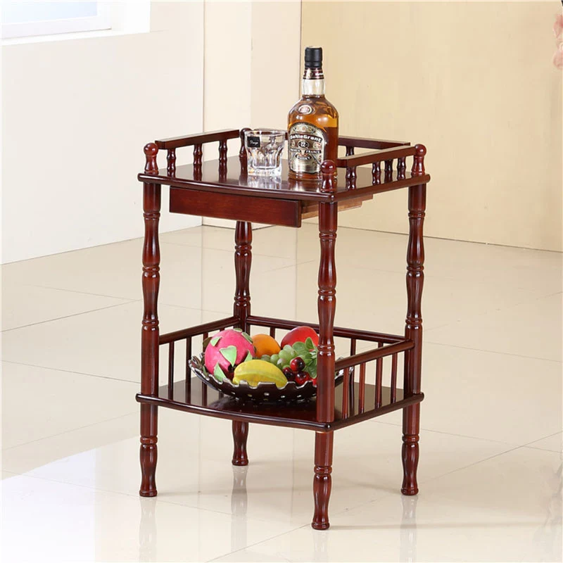 Traditional Vintage Rectangular Birch Wood MDF End Table 2-Tier 4-Leg For Living Room