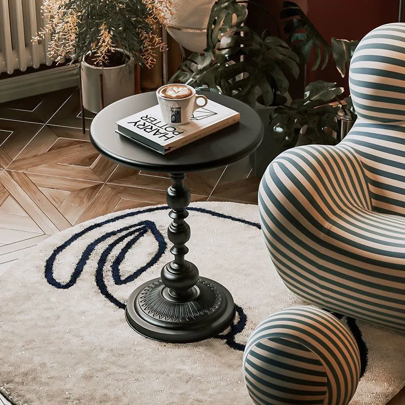 Traditional French Round Wrought Iron End Table 1-Tier For Living Room