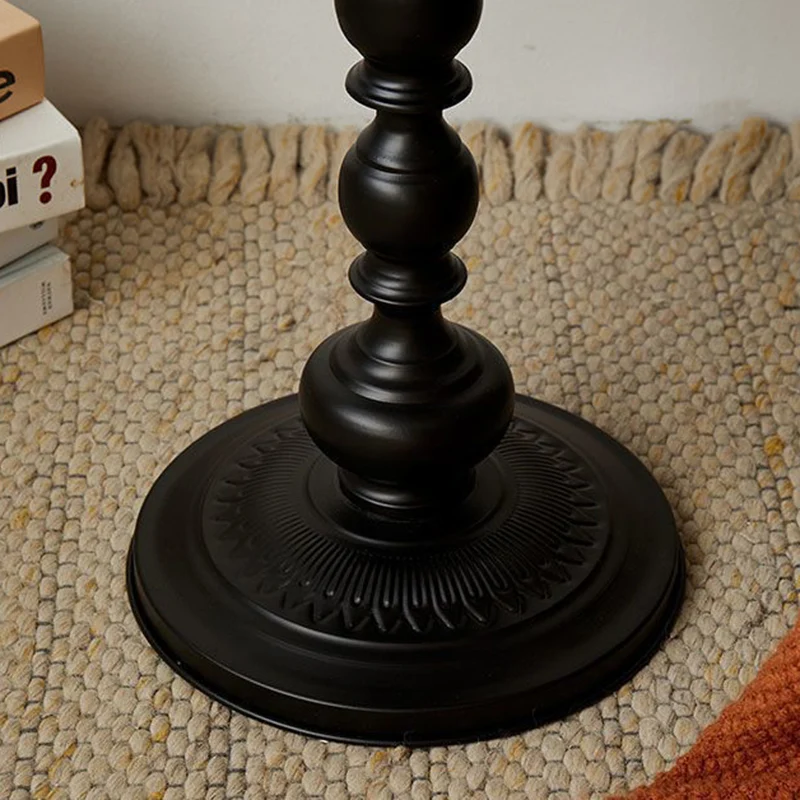 Traditional French Round Wrought Iron End Table 1-Tier For Living Room