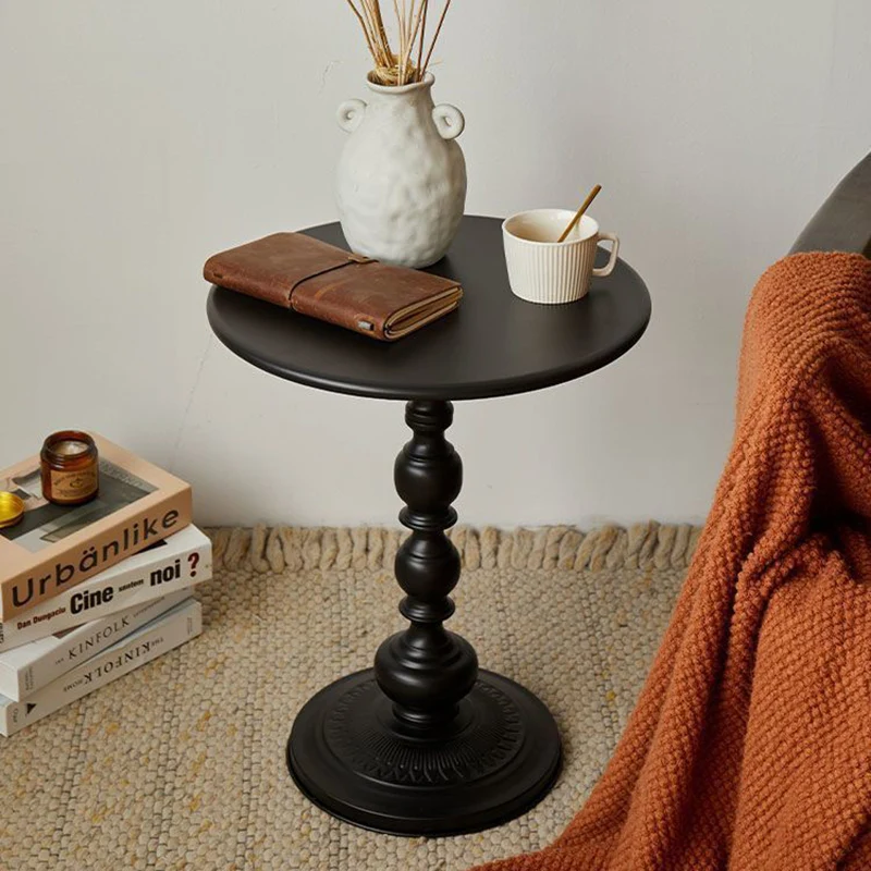 Traditional French Round Wrought Iron End Table 1-Tier For Living Room