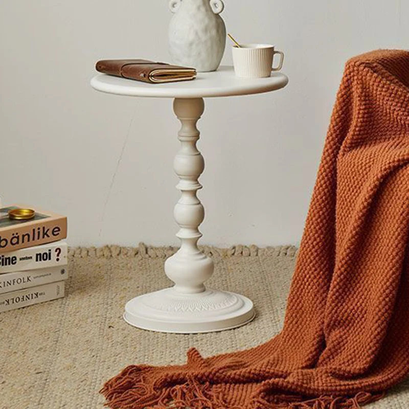 Traditional French Round Wrought Iron End Table 1-Tier For Living Room