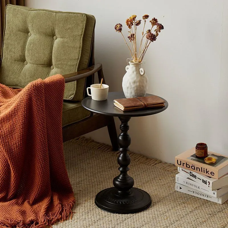 Traditional French Round Wrought Iron End Table 1-Tier For Living Room