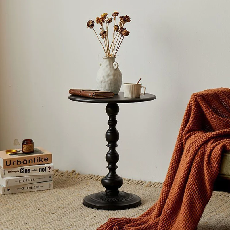 Traditional French Round Wrought Iron End Table 1-Tier For Living Room