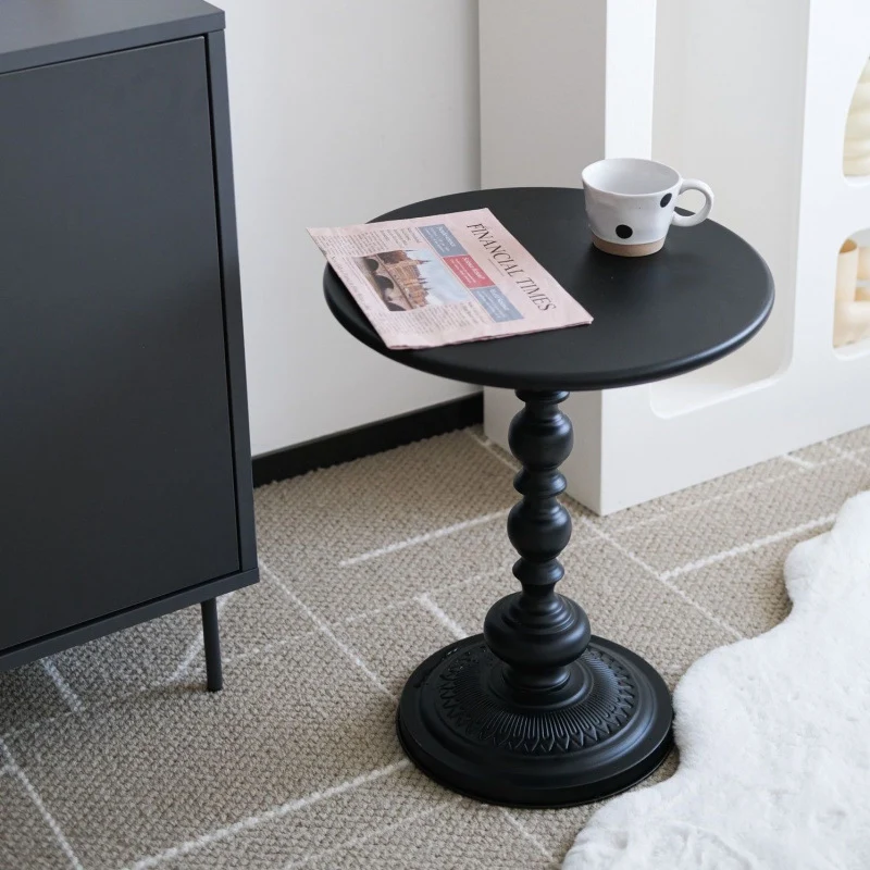 Traditional French Round Wrought Iron End Table 1-Tier For Living Room