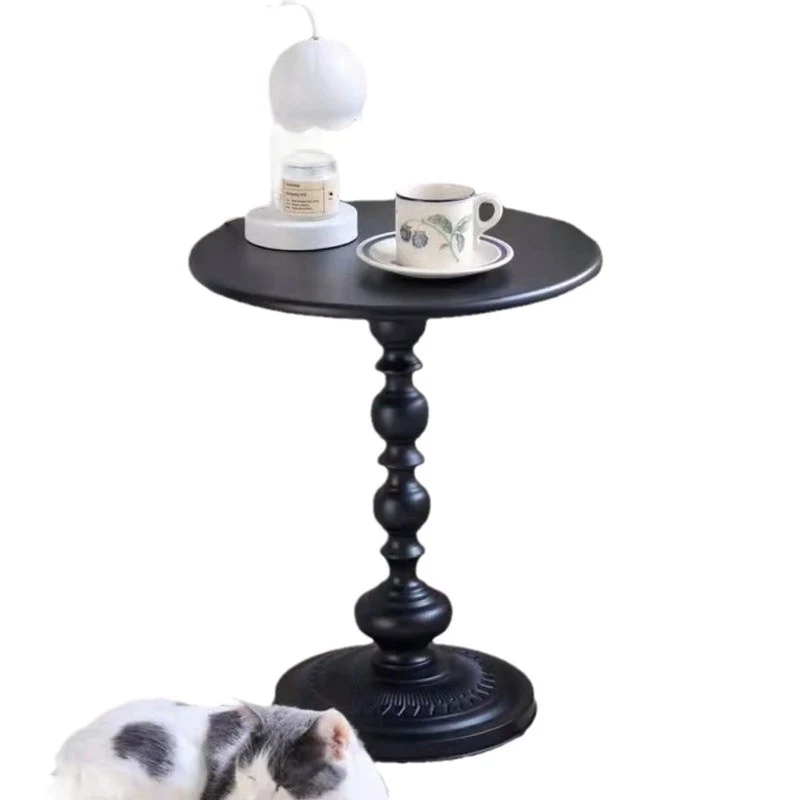 Traditional French Round Wrought Iron End Table 1-Tier For Living Room