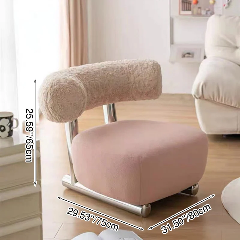 Modern Minimalist Rectangular Sherpa Fabric Carbon Steel Sponge Accent Chair Backrest For Living Room