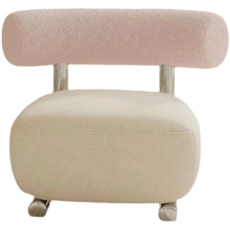 Modern Minimalist Rectangular Sherpa Fabric Carbon Steel Sponge Accent Chair Backrest For Living Room