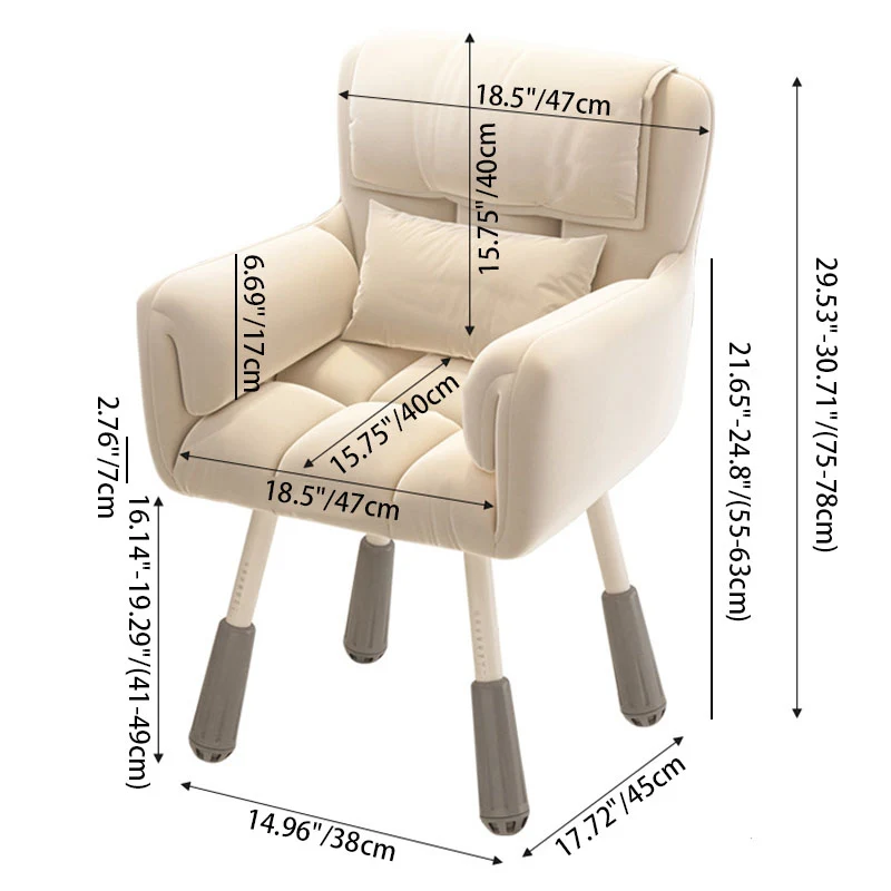 Modern Minimalist Rectangular Cushion Velvet Fabric Synthetic Fabric Iron Sponge Desk Chair Backrest Armrest For Home Office
