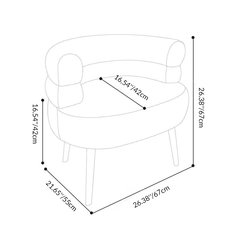 Contemporary Creative Sherpa Fabric Metal Semi-Enclosed Cylindrical Lounge Chair With Backrest & Armrests For Bedroom
