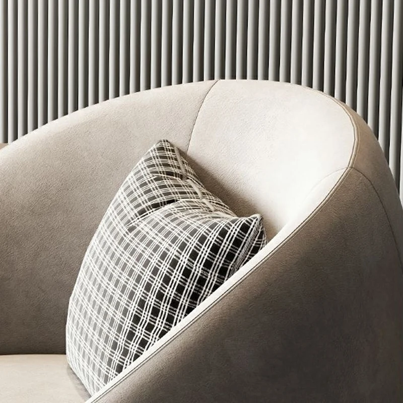 Modern Luxury Velvet Solid Wood Stainless Steel Semi-Enclosed Round Accent Chair Backrest For Living Room