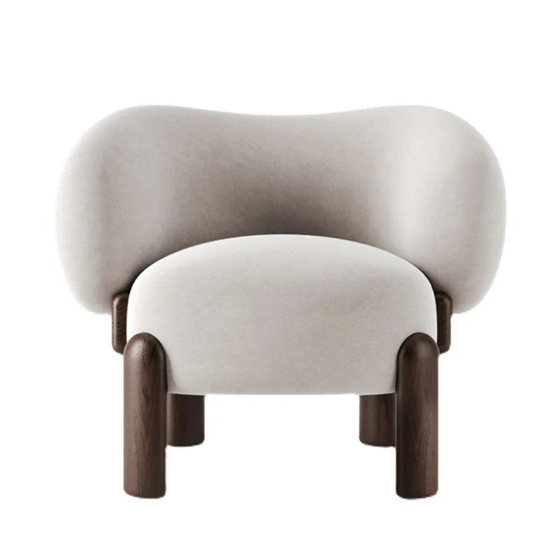 Contemporary Creative Velvet Solid Wood Curved Round Accent Chair With Backrest For Living Room