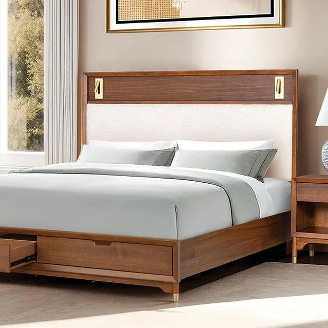 Furniture of America Hepburne FM74000WN-Q-ST-5PC-C 7 pc Queen Storage Bedroom Set