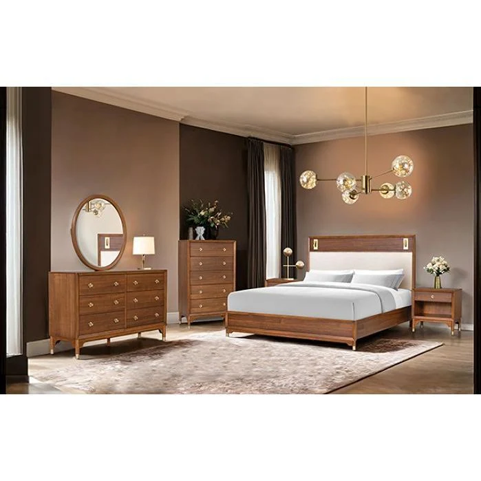 Furniture of America Hepburne FM74000WN-Q-4PC 6 pc Queen Panel Bedroom Set