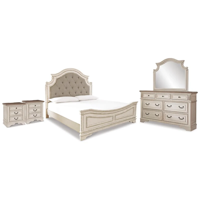 Signature Design by Ashley Realyn B743B70 7 pc King Upholstered Panel Bedroom Set