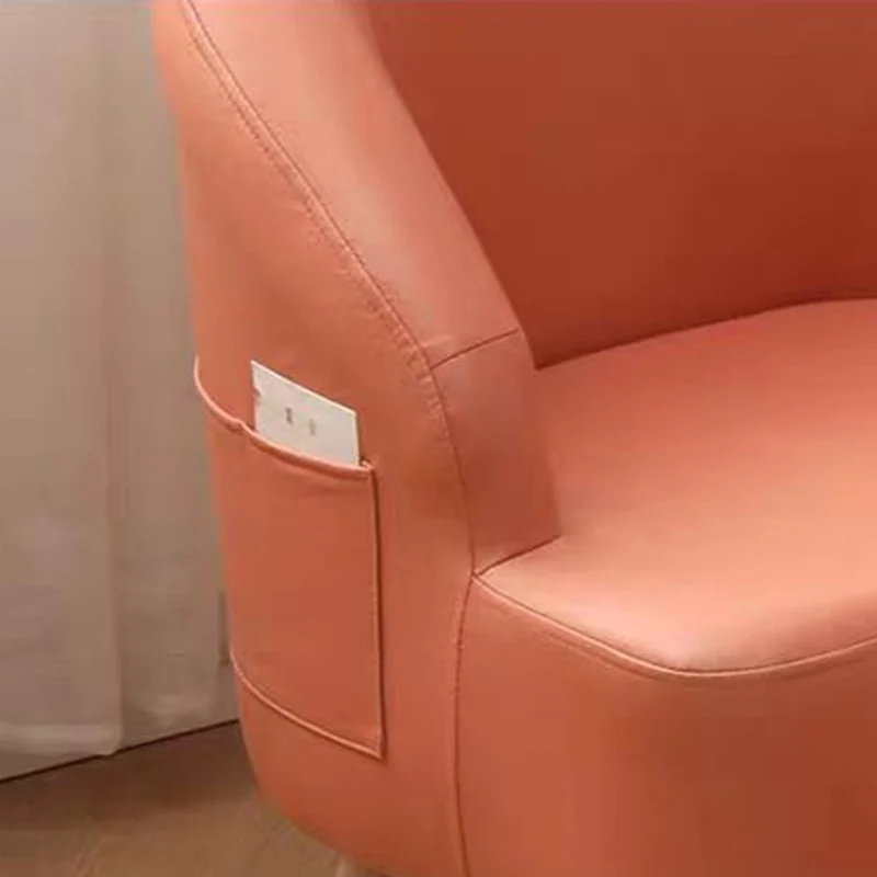 Contemporary Scandinavian Synthetic Fabric Solid Wood Semi-Enclosed Cylindrical Accent Chair With Backrest For Living Room