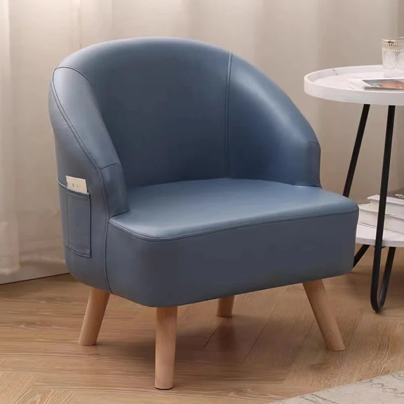 Contemporary Scandinavian Synthetic Fabric Solid Wood Semi-Enclosed Cylindrical Accent Chair With Backrest For Living Room